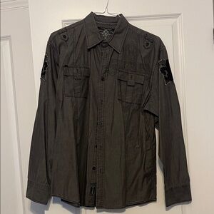 Roar Men's Charcoal Button-Up Shirt Jacket